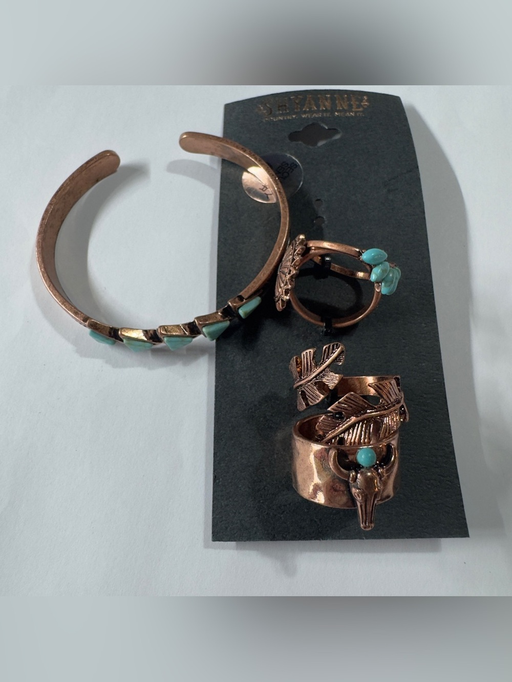 Ring size 7 Shyanne Copper Tone Jewelry Set with Turquoise Accents